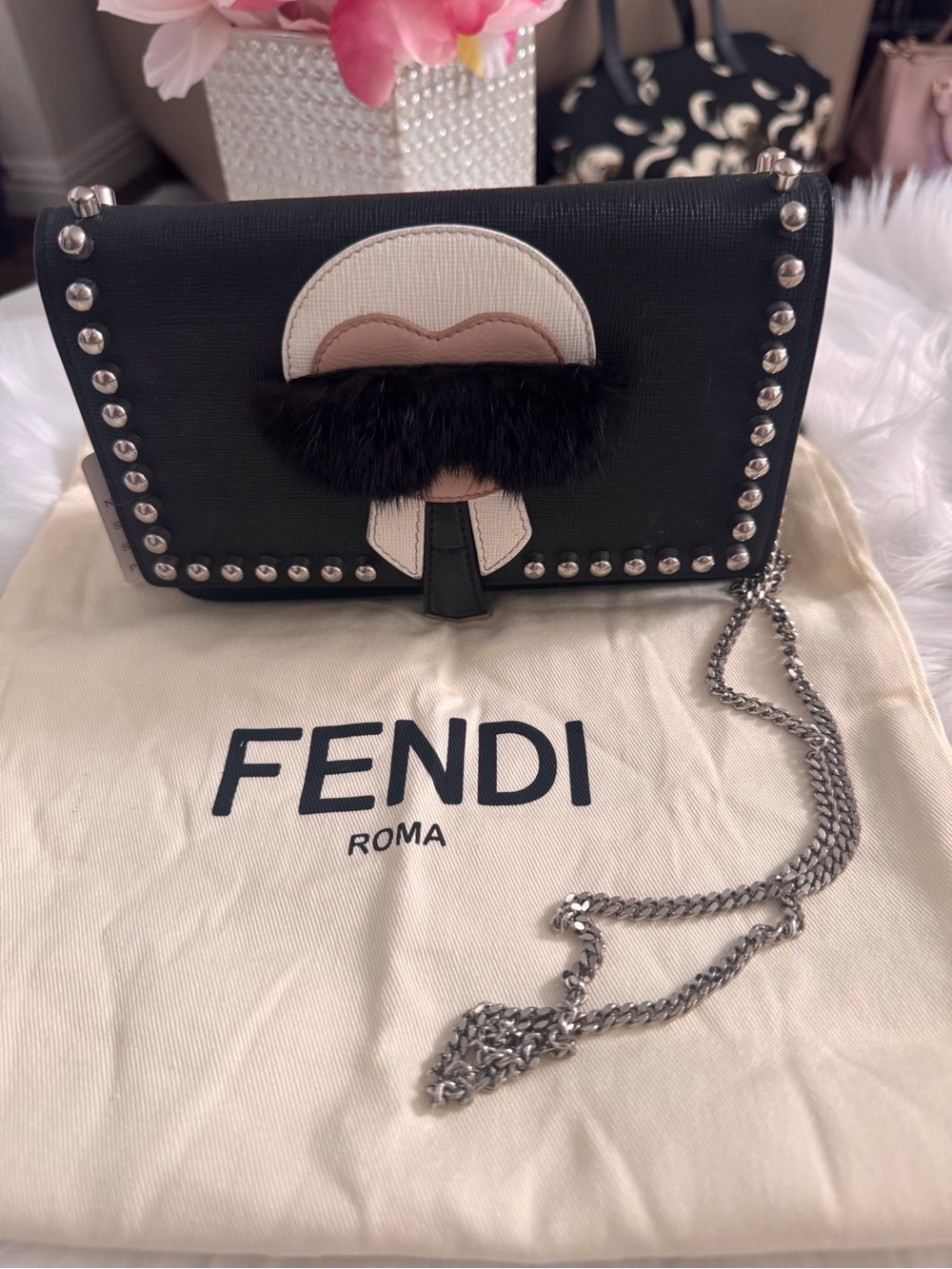 Fendi Karlito Leather Crossbody Bag